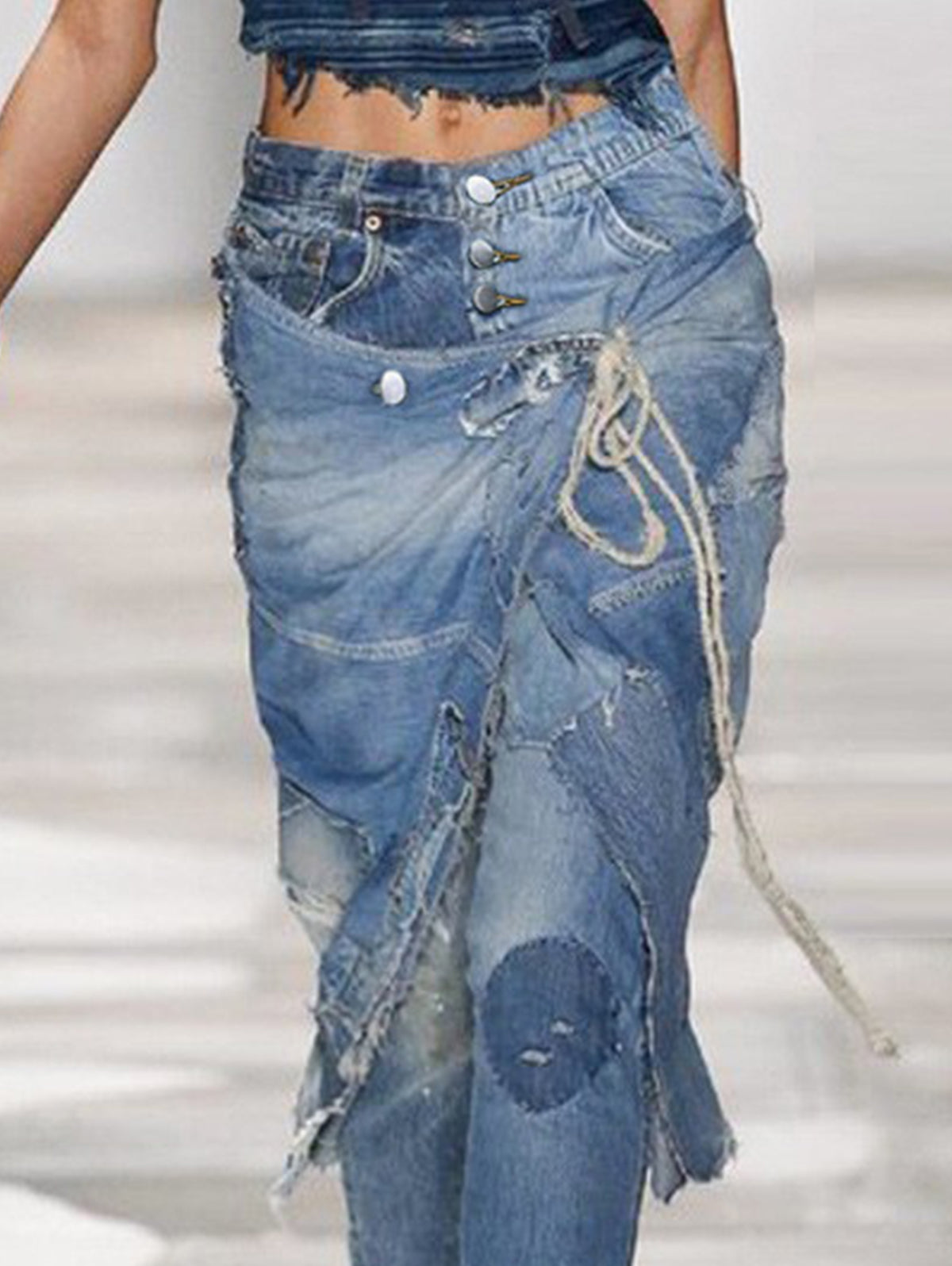 Ripped Stylish Distressed Knot Front Jeans