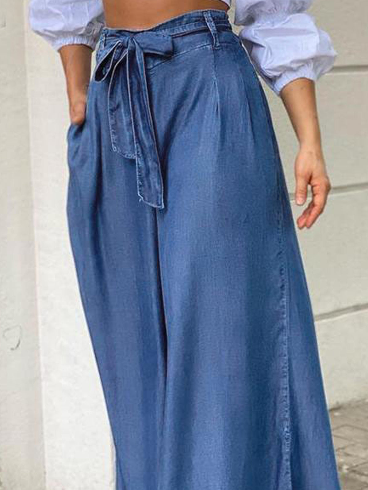 Elegant Tie High Waisted Wide-leg Pants