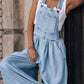 Women's Loose Side Pocket Sleeveless Denim Overalls