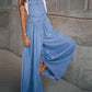 Women's Loose Side Pocket Sleeveless Denim Overalls