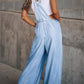 Women's Loose Side Pocket Sleeveless Denim Overalls