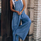 Women's Loose Side Pocket Sleeveless Denim Overalls