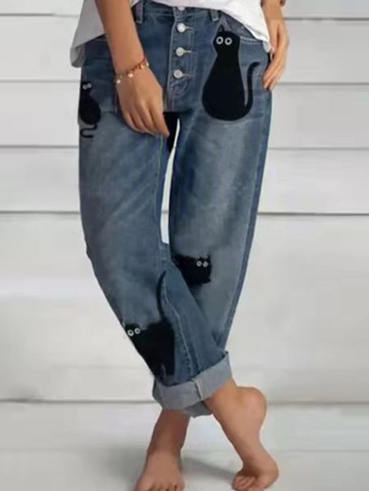 Loose Casual Denim Straight Leg Pants