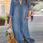 Women's Casual Lapel Button Up Denim Dress