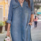 Women's Casual Lapel Button Up Denim Dress
