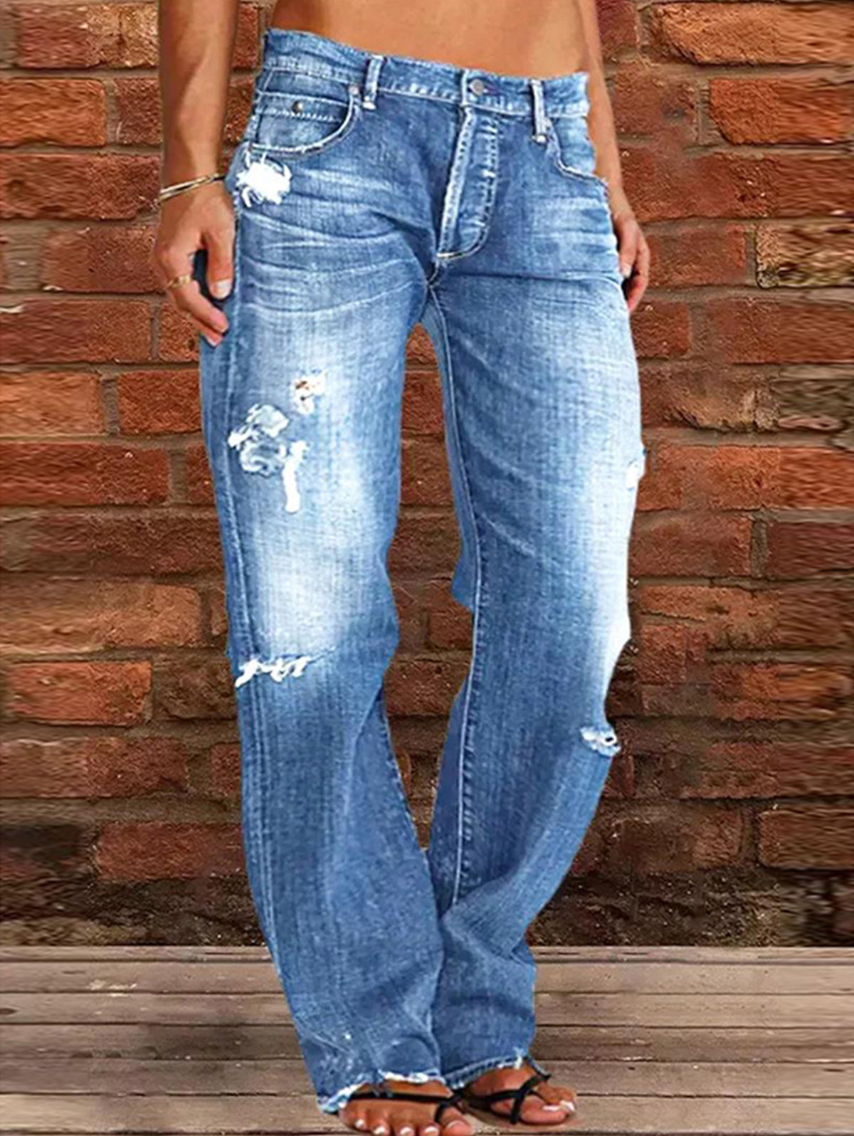 Classic Ripped Casual Jeans