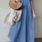 Dressy Oversized V-neck Ruffled Sleeve Denim Dress