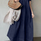 Dressy Oversized V-neck Ruffled Sleeve Denim Dress