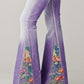 Fashion Ombre Floral Print Flared Pants