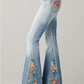 Fashion Ombre Floral Print Flared Pants