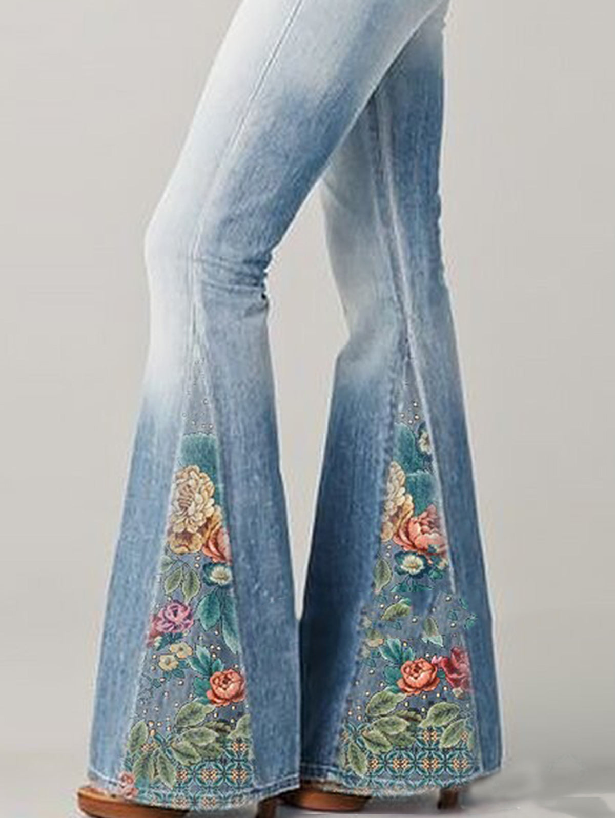 Fashion Ombre Floral Print Flared Pants