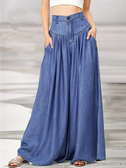 Plus Size High Waist Casual Wide Leg Pants