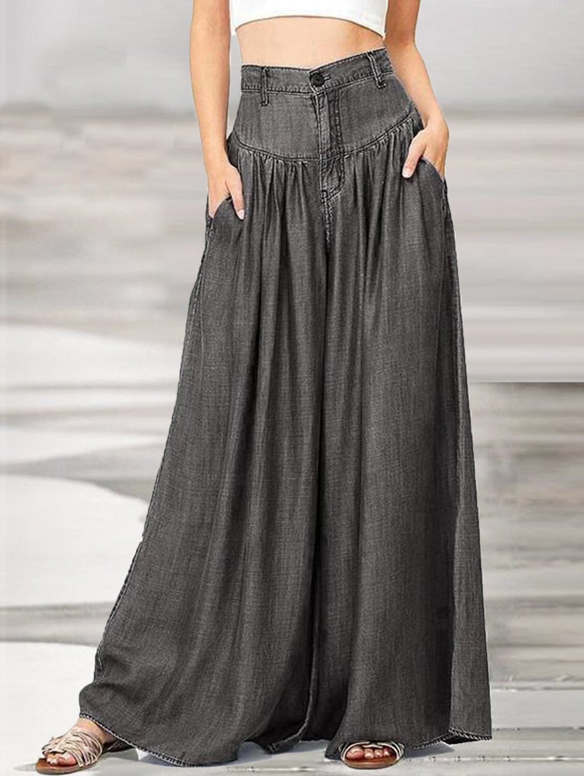 Plus Size High Waist Casual Wide Leg Pants