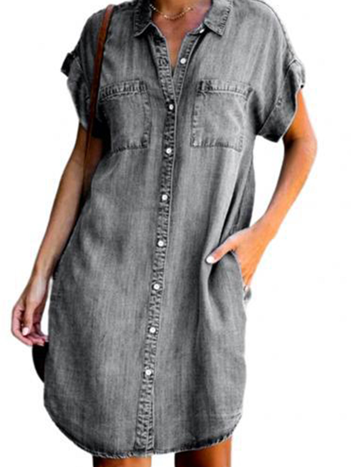 Casual Short Sleeve Slim Denim Dress