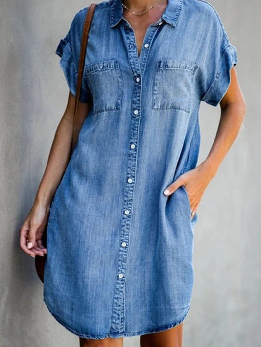 Casual Short Sleeve Slim Denim Dress