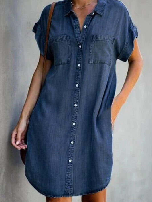 Casual Short Sleeve Slim Denim Dress