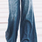 Vintage Lace-up Washed Denim Wide Leg Pants