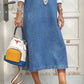 Casual Lapel Collar Fake Two Pieces Long Sleeve Denim Dress