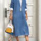 Casual Lapel Collar Fake Two Pieces Long Sleeve Denim Dress