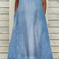 Casual Deep V Neck Sleeveless Denim Dress With Pocket