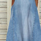 Casual Deep V Neck Sleeveless Denim Dress With Pocket