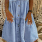 Casual Lapel Collar Short Sleeve Denim Midi Dress