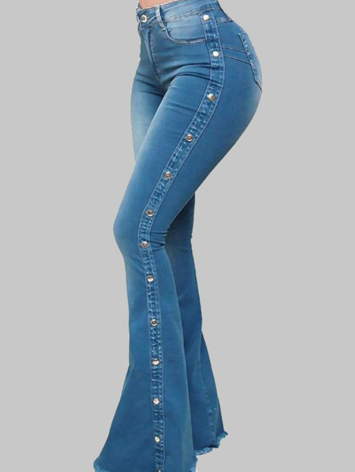 Casual Plain High Stretch Skinny Flare leg Jeans