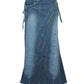 Retro Plain Spliced Mermaid Hem Denim Skirt