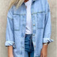 Casual Plain Long Sleeve Denim Cardigan With Pockets