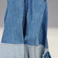 Fashion Spliced Irregular Raw Hem Denim Skirt