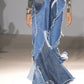 Fashion Spliced Raw Hem Cami Denim Maxi Dress