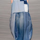 Casual Blue Spliced Denim Pinafore Maxi Dress
