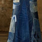 Fashion Blue Spliced Upcycled Denim Skirt