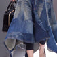 Fashion Spliced Irregular Hem Upcycled Denim Skirt