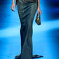 Fashion Metal Decor Denim Floor-length  Tube Bodycon Dress