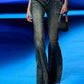 Retro Rivet Decor Distressed Flare Leg Skinny Jeans