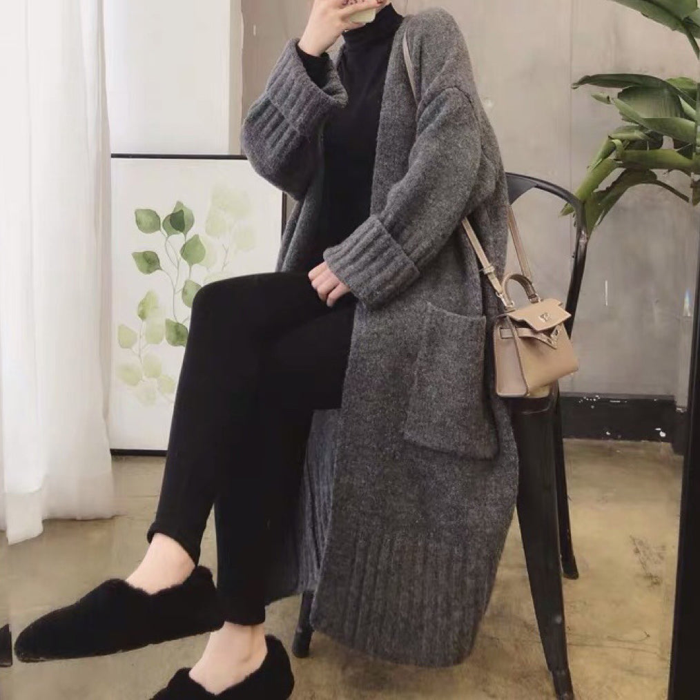 Loose And Lazy Mid-length Sweater Coat