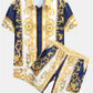 Baroque Print Button Up Shirt & Shorts