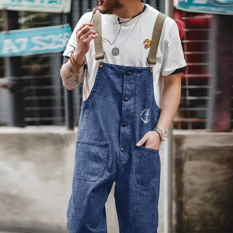 Men's Vintage Denim Overalls 46127864Y