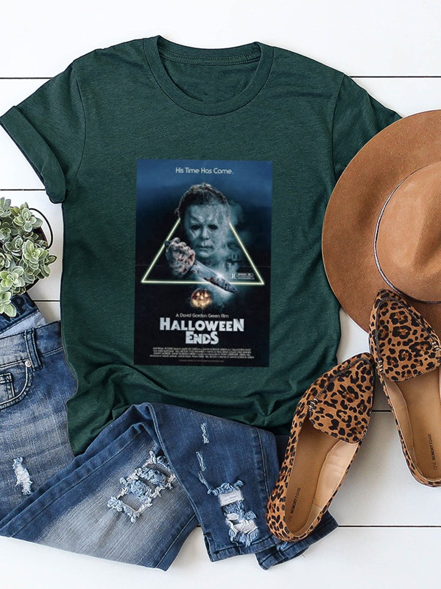 Women&#039;s Halloween Funny Pumpkin Killing Print T-Shirt