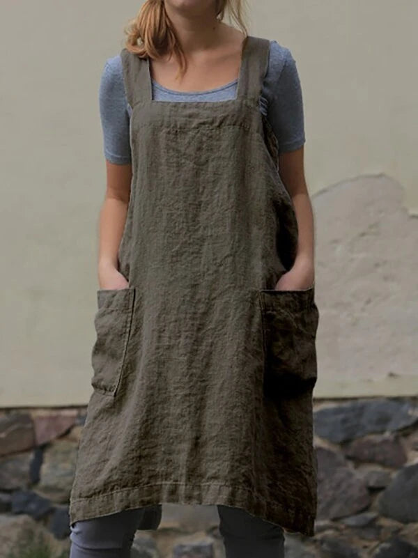 Square Cross Apron Pinafore Dress