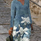 V-Neck Floral Print Casual Long Sleeve Dress