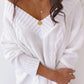 Women Deep V-neck Sweater Off Shoulder Oversized Knitted Pullover Knitwear