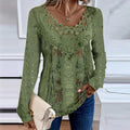 Green  Round Neck Long Sleeve Top