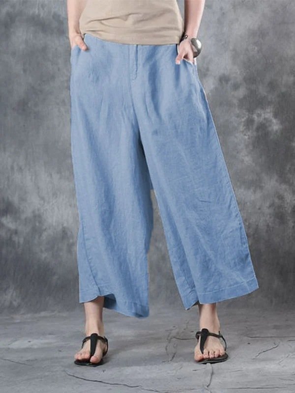 Women's Cotton Linen Casual Ninth Pants