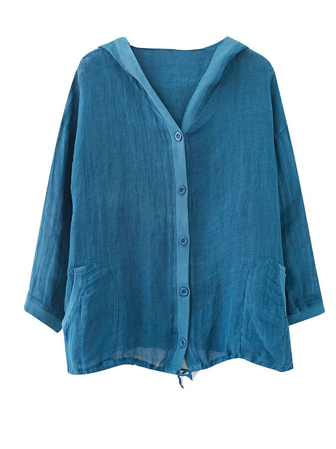 Women's Loose Casual Ramie Long Sleeve Shirt