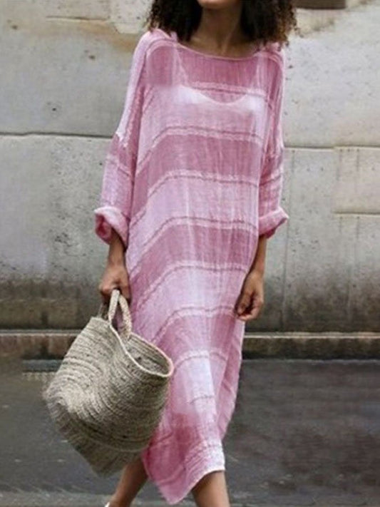 Casual Striped Linen Dress