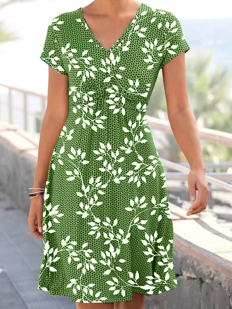 Leaf V Neck Elegant Dresses