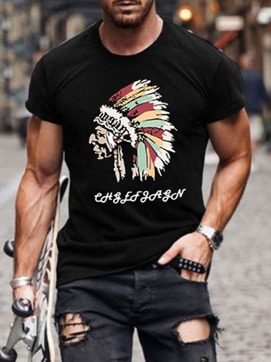 Vintage Native American Style Print T-Shirt