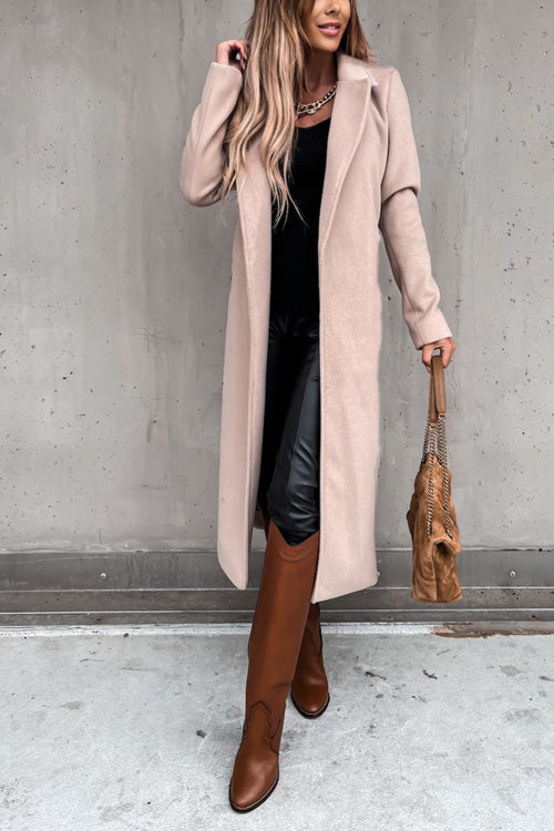 Fashion Chic Solid V Neck Long Sleeve Lace Up Slim Coat